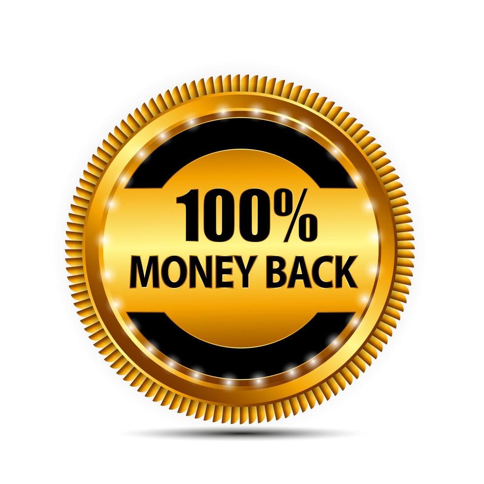 Vector Money Back Guarantee Gold Sign, Label