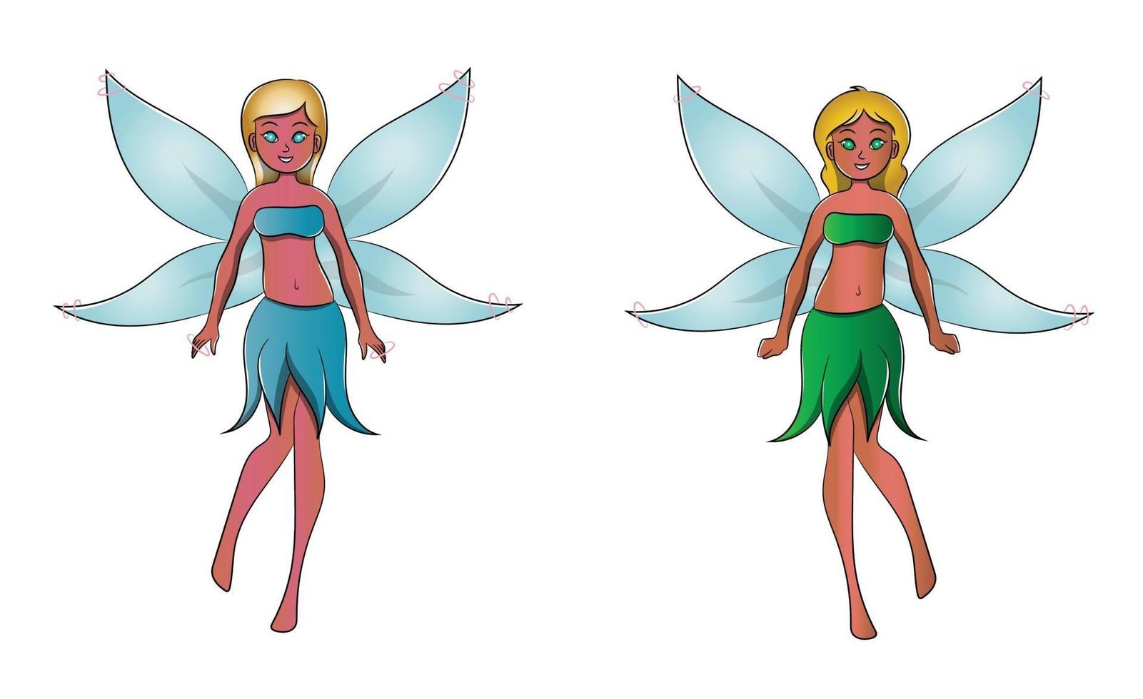 Twins Fairy Beautiful Cartoon Character vector