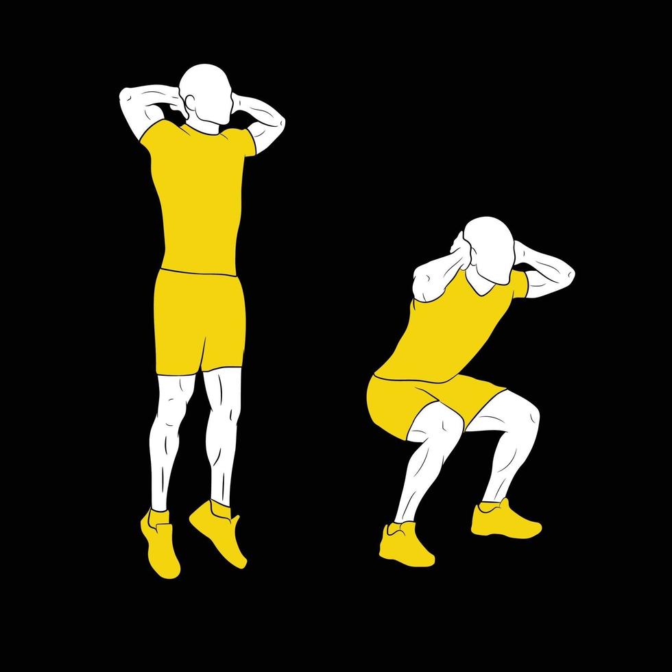 Fit Men Exercises Graphic Illustration vector
