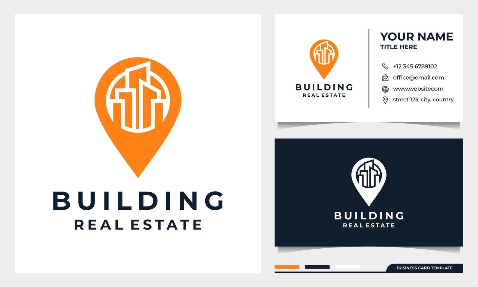 logotipo de pin de construcción de la ciudad, arquitectura, plantilla de logotipo de construcción vector