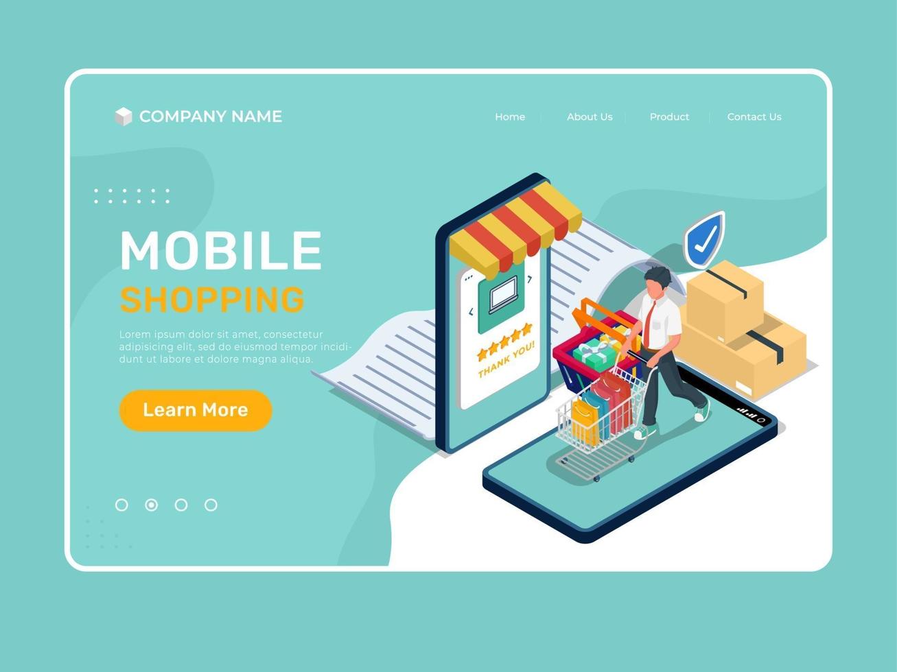 Online mobile shopping landing page illustration template vector