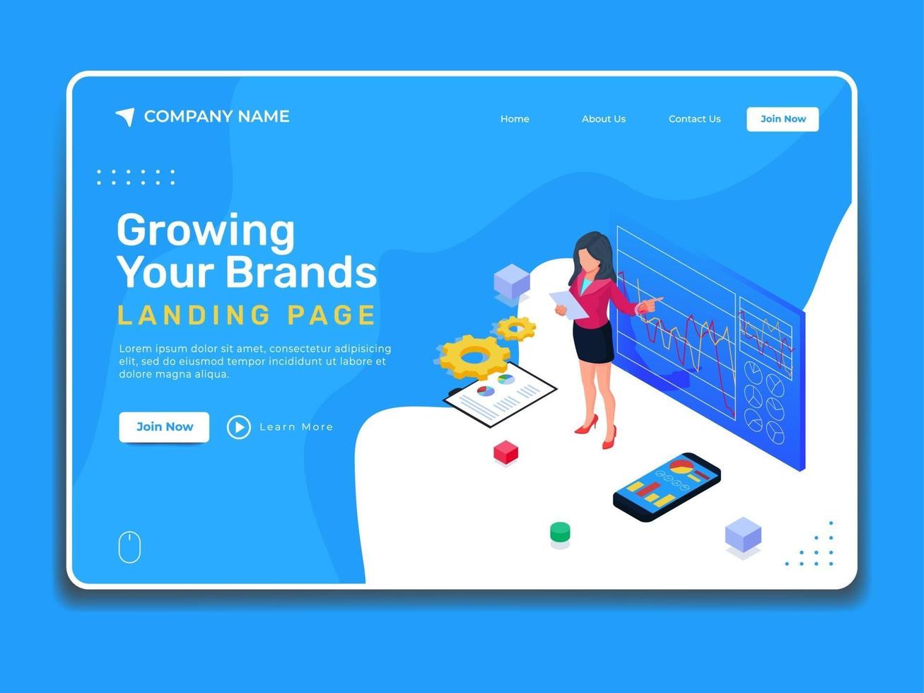 Business Introduction landing page illustration template. 3365080