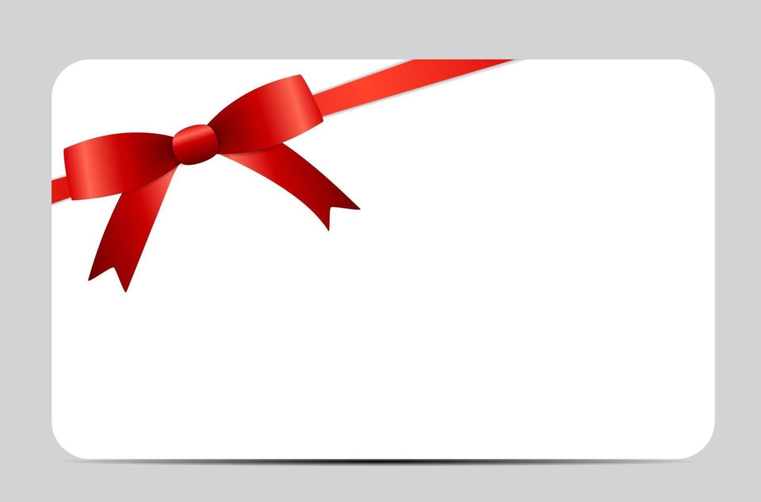 Gift Card with Red Ribbon and Bow. Vector illustration