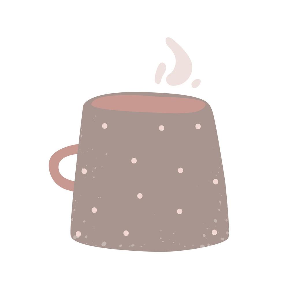 Nice cute cozy red cup. Autumn symbol. Coffee tea mug. vector