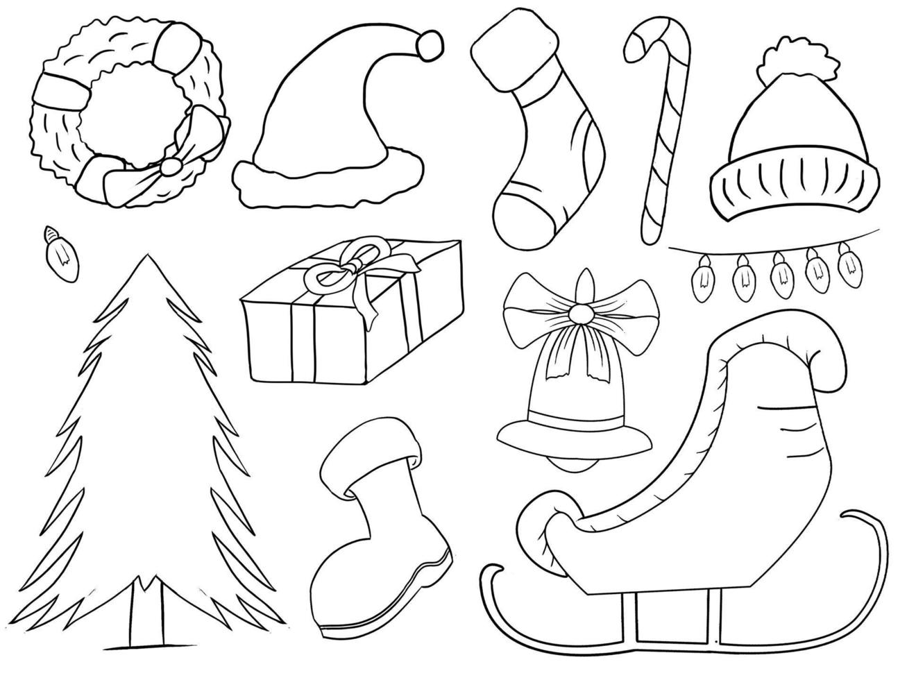 colección dibujada a mano de cosas navideñas ilustración vectorial aislado vector