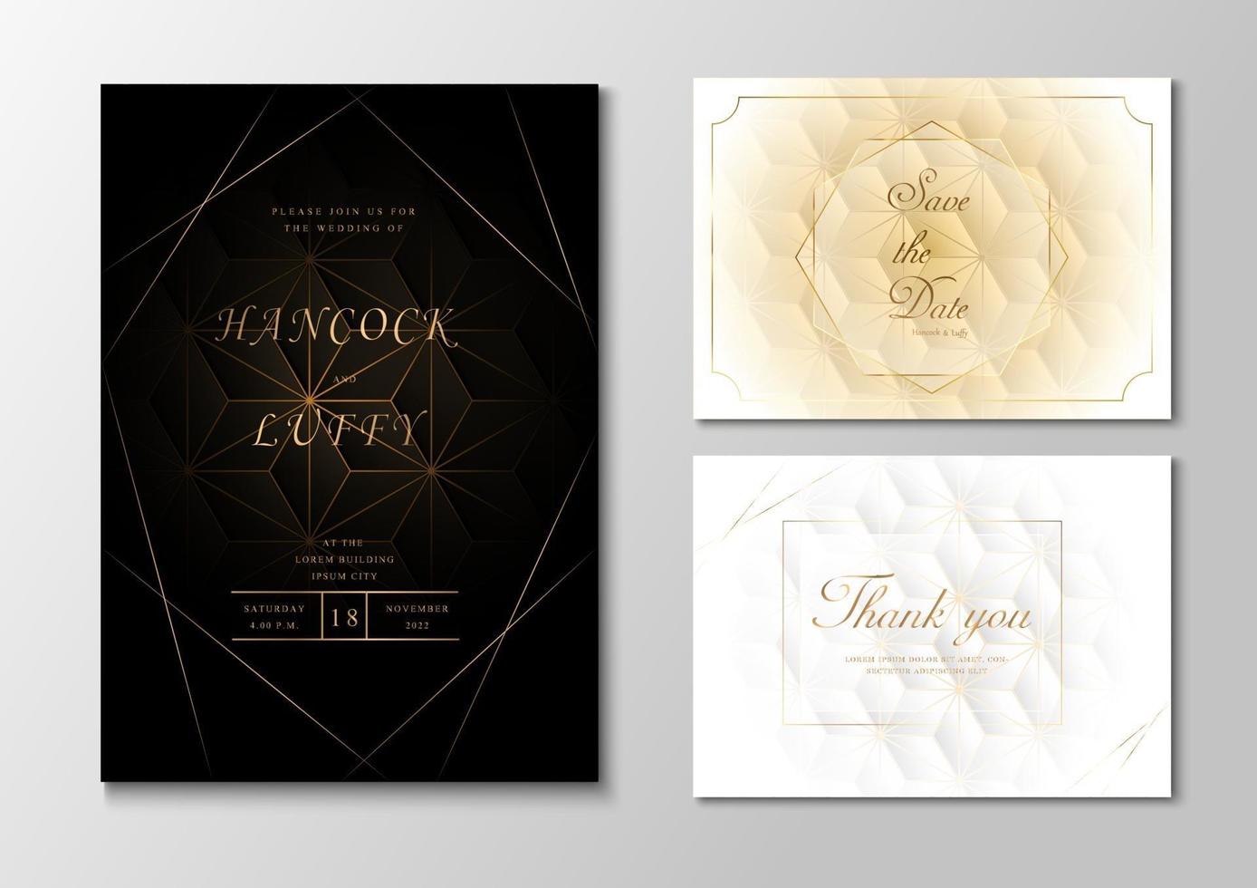 Wedding invitation card design with geometric shape vector