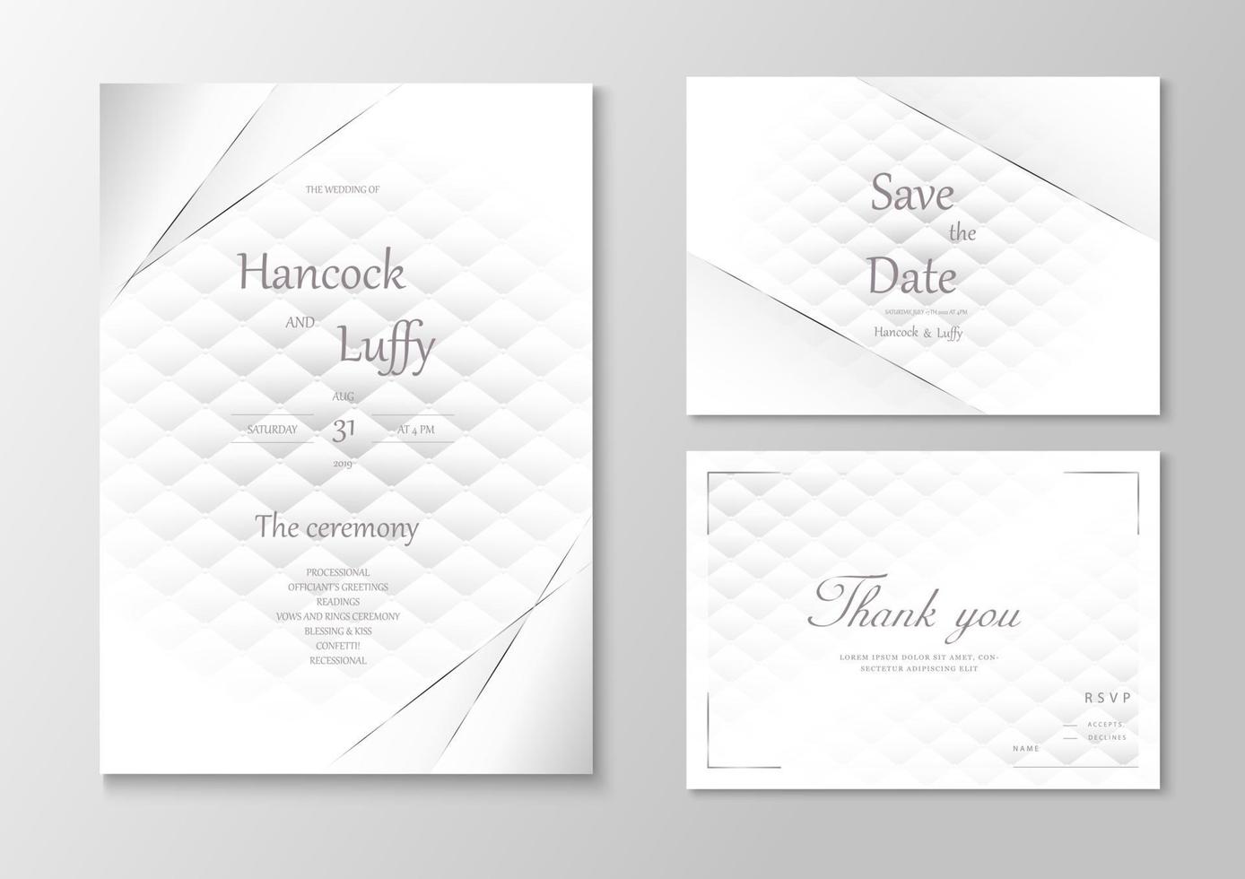 Wedding invitation card template luxury background with white and gray vector