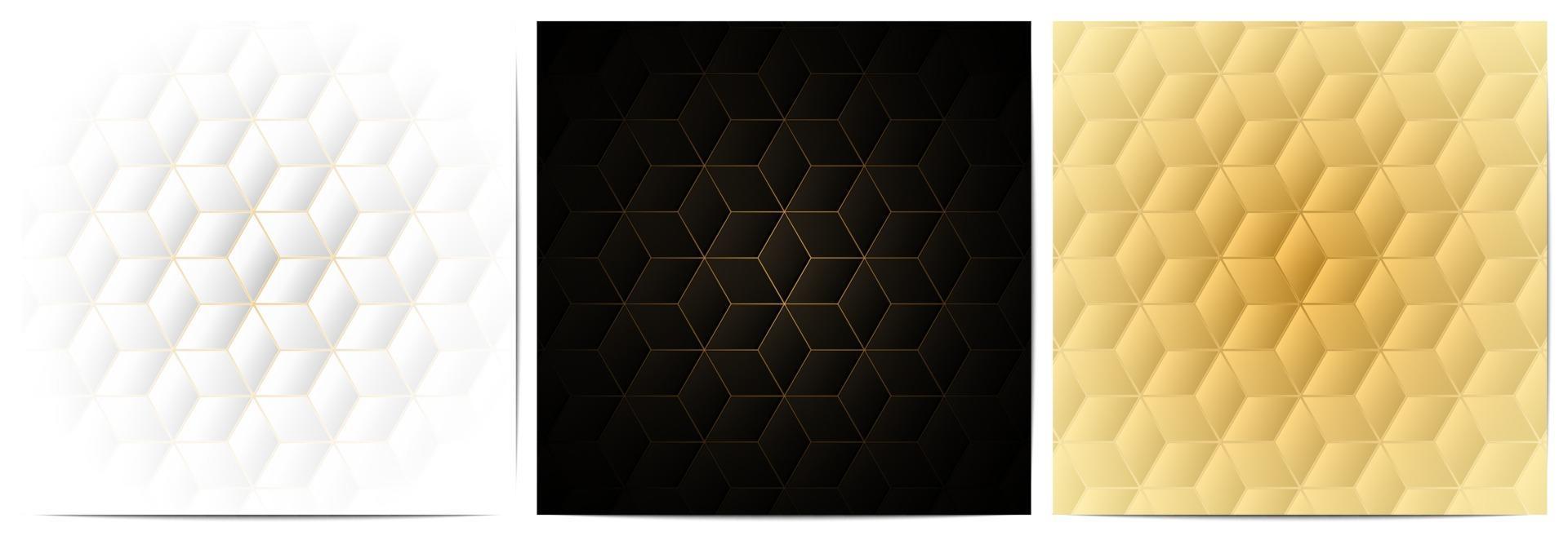 Geometric pattern with polygonal shape and golden lines vector