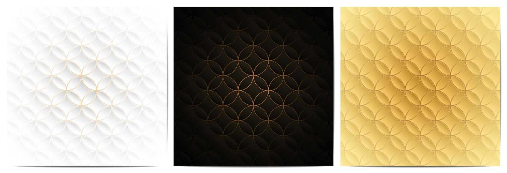 Set of geometric pattern luxury background with golden circle vector