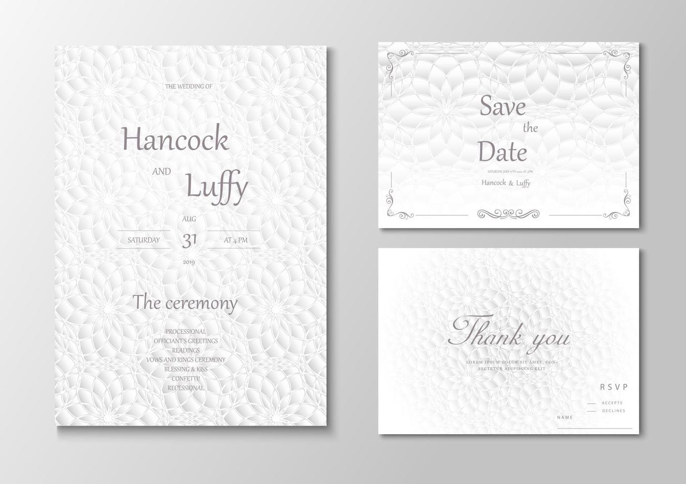 Wedding invitation card floral design white background vector