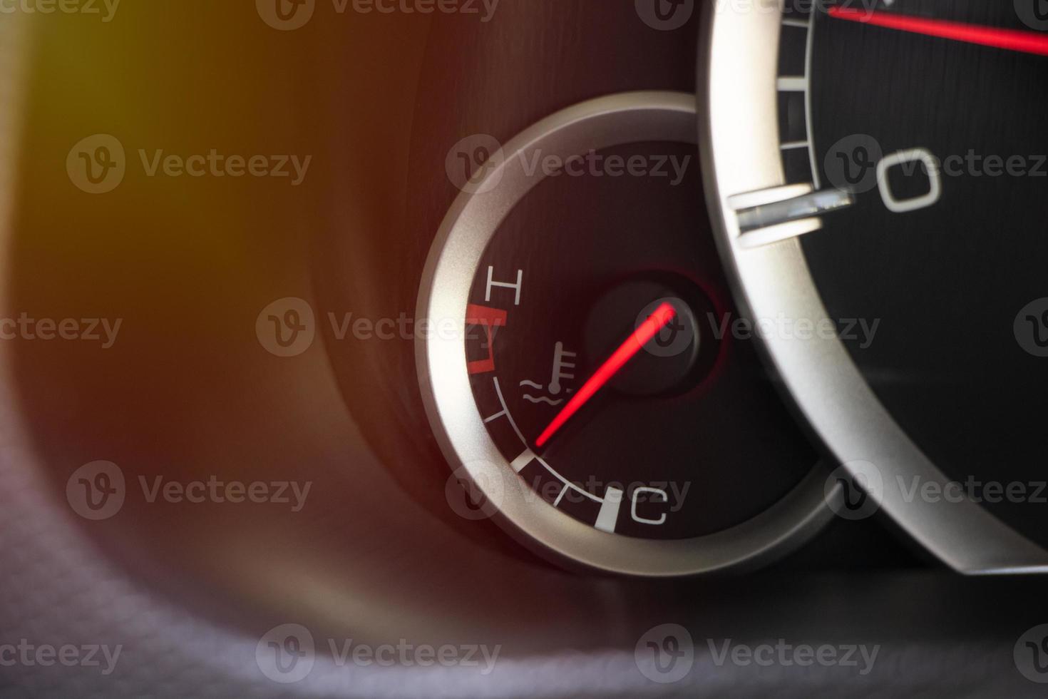 Temperature gauge on car dashboard photo