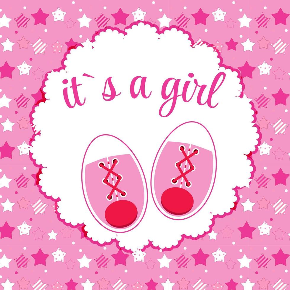 Vector Illustration of Pink Baby Shoes for Newborn Girl