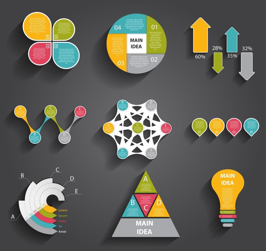 Collection of Infographic Templates for Business Vector Illustration