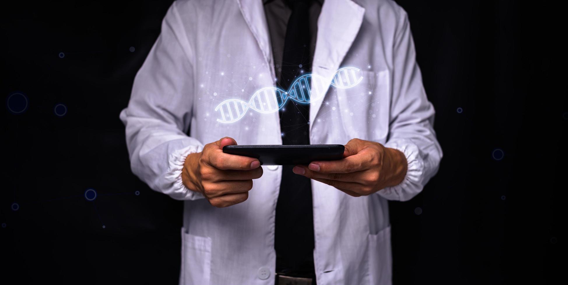 Doctor with DNA symbol photo