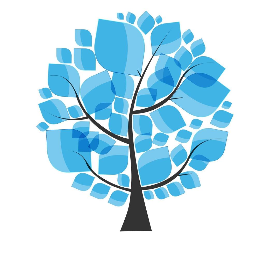 Beautiful Blue Tree on a White Background Vector Illustration. EPS10