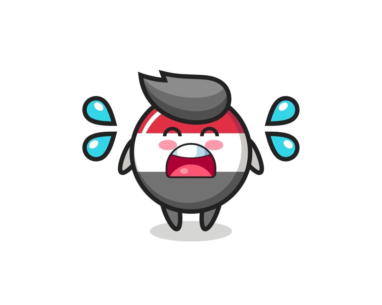 yemen flag badge cartoon illustration with crying gesture vector