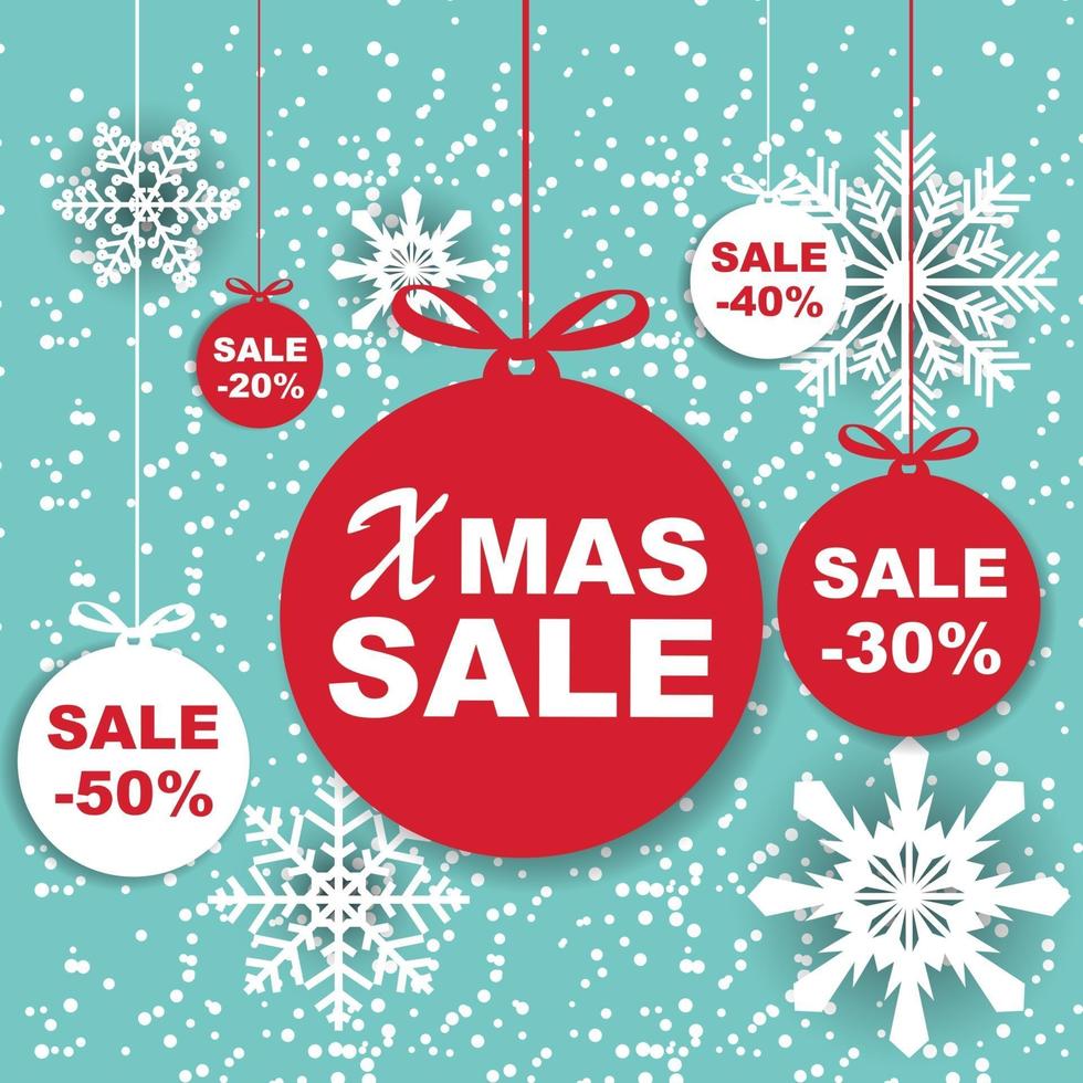 Christmas and New Year Sale Background, Discount Coupon Template vector