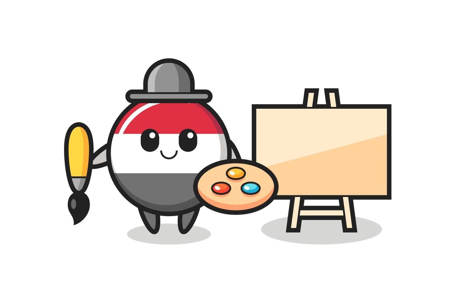 Illustration of yemen flag badge mascot as a painter vector