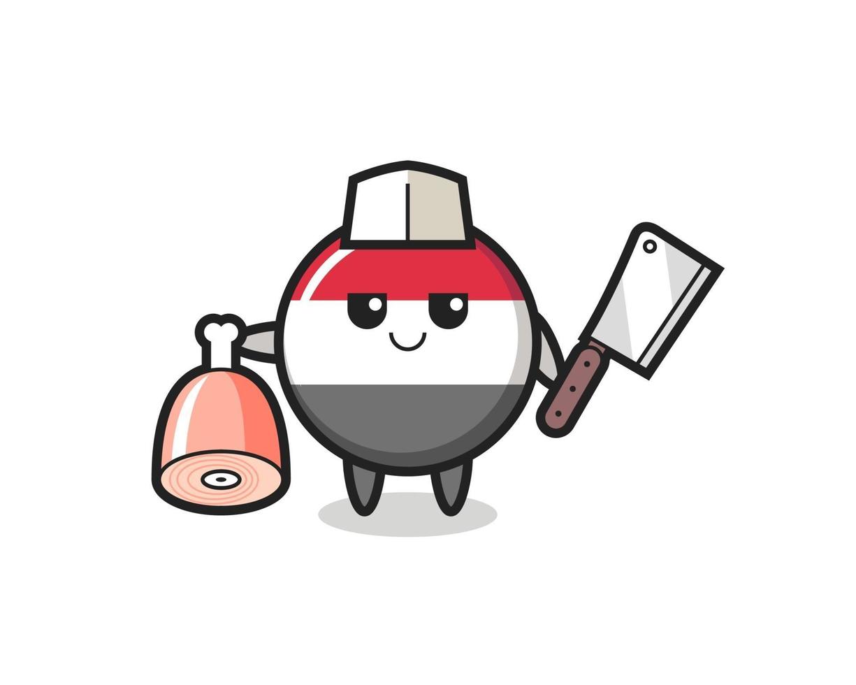 Illustration of yemen flag badge character as a butcher vector