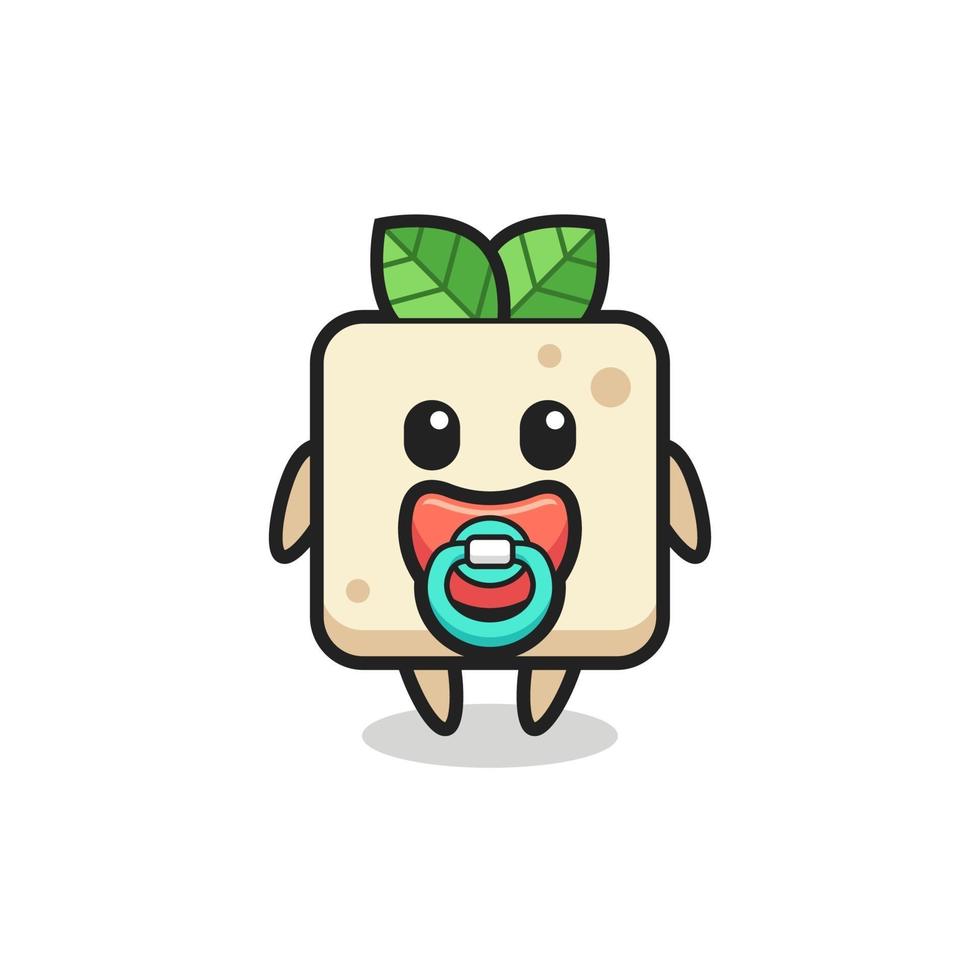 personaje de dibujos animados de tofu bebé con chupete vector