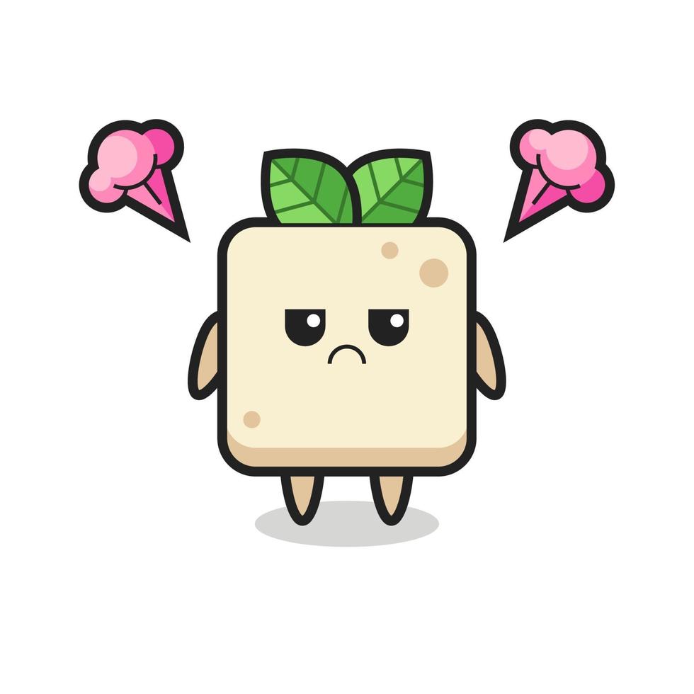 annoyed expression of the cute tofu cartoon character vector