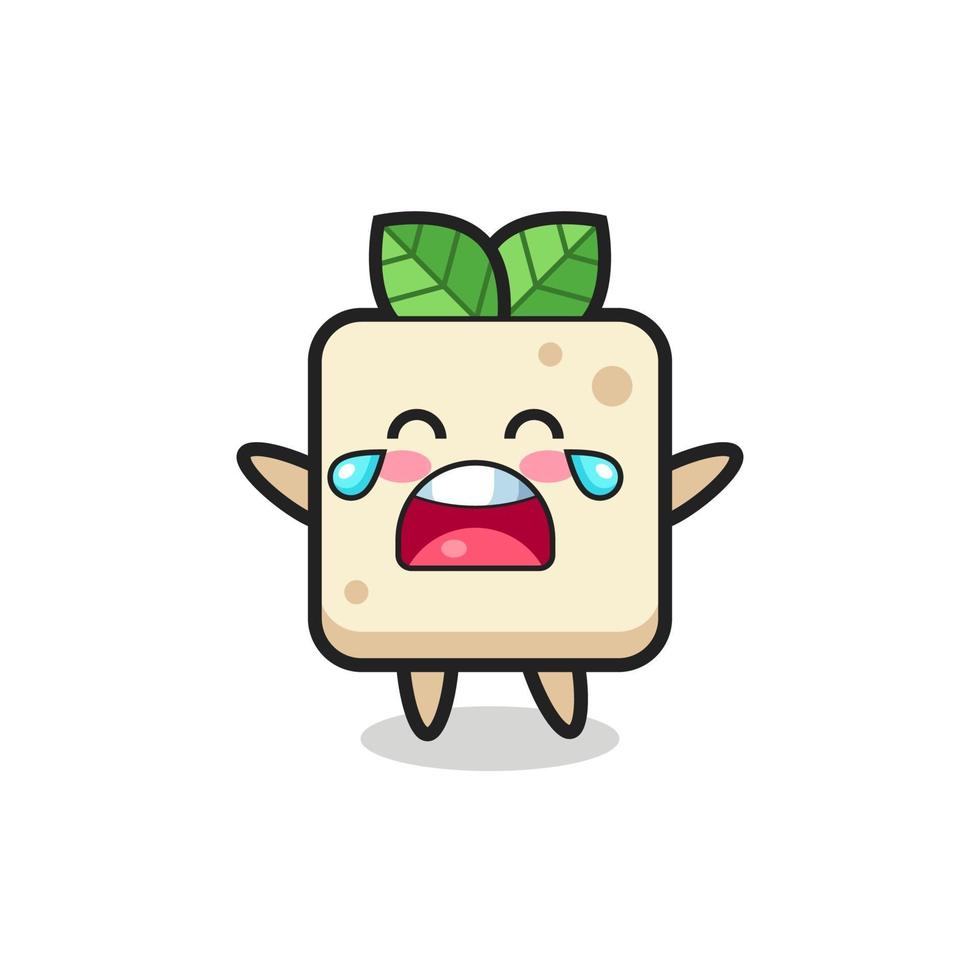 the illustration of crying tofu cute baby vector