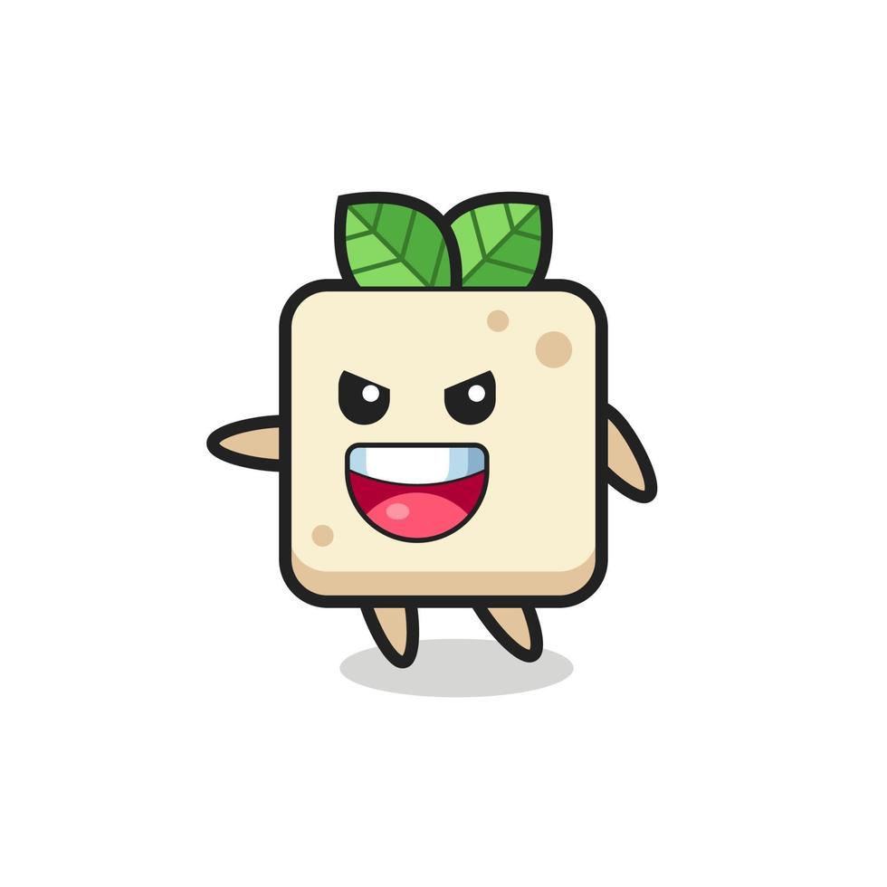 tofu cartoon with very excited pose vector