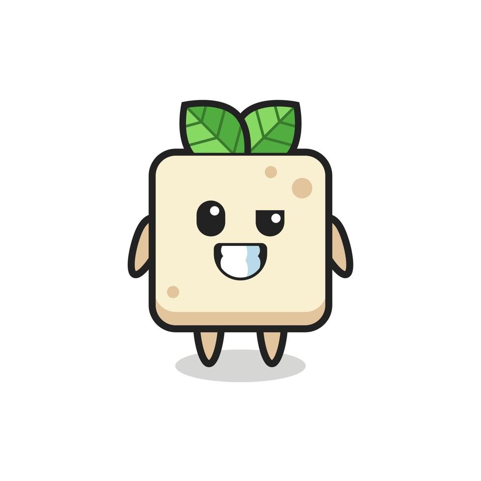 cute tofu mascot with an optimistic face vector
