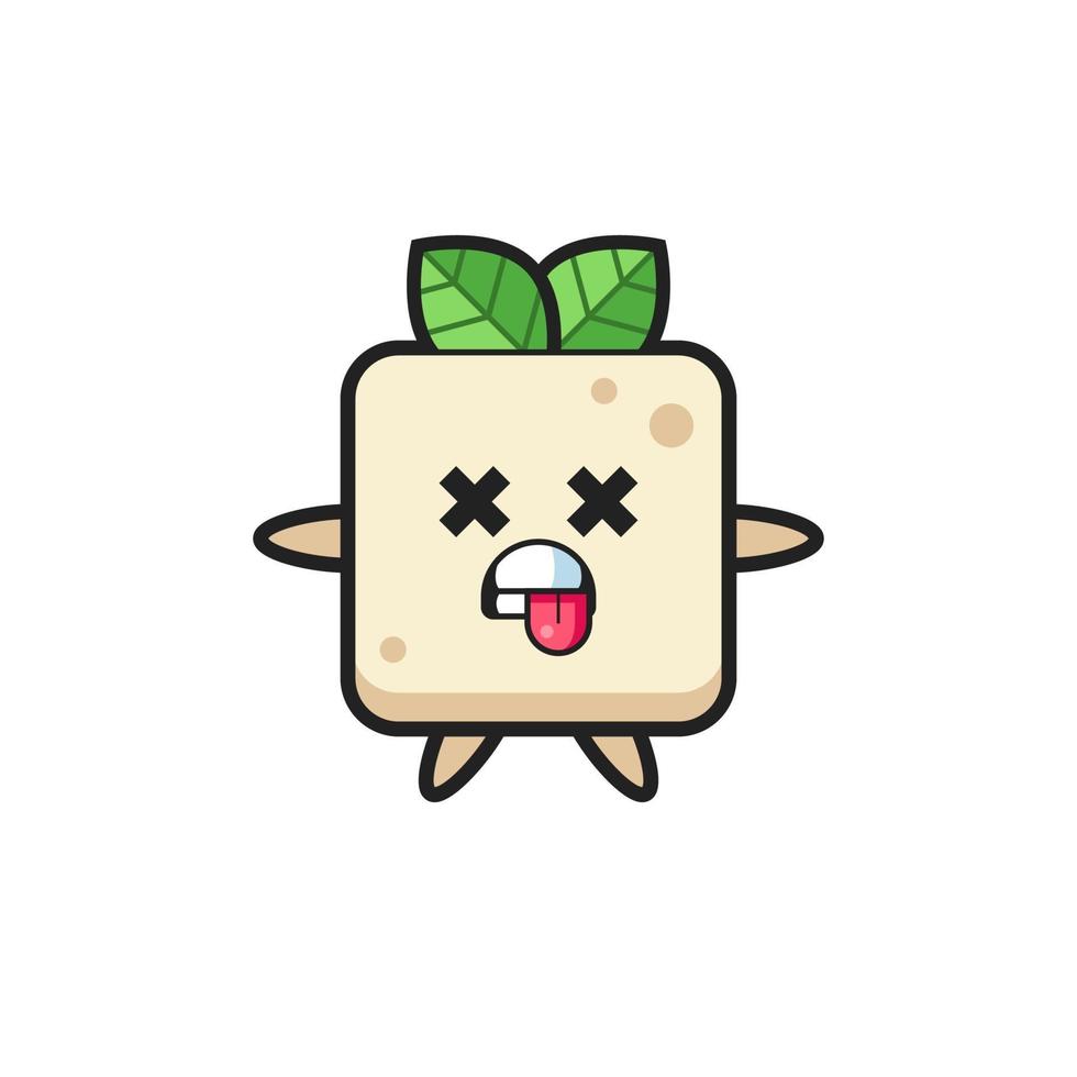 character of the cute tofu with dead pose vector