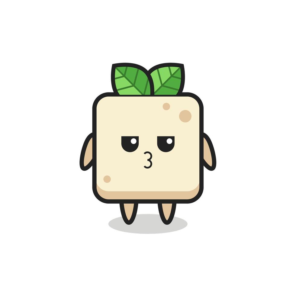 the bored expression of cute tofu characters vector