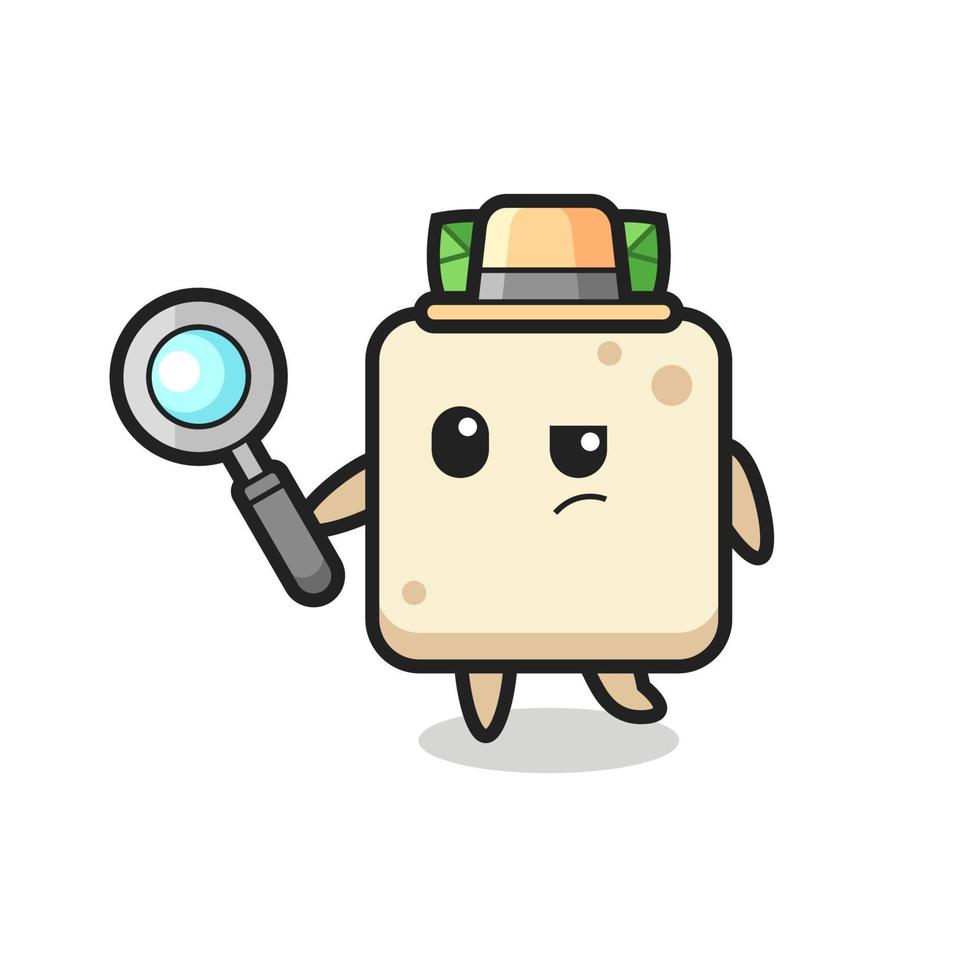 tofu detective character is analyzing a case vector