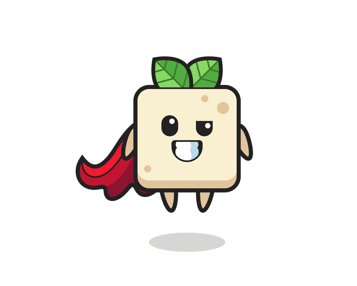 the cute tofu character as a flying superhero vector