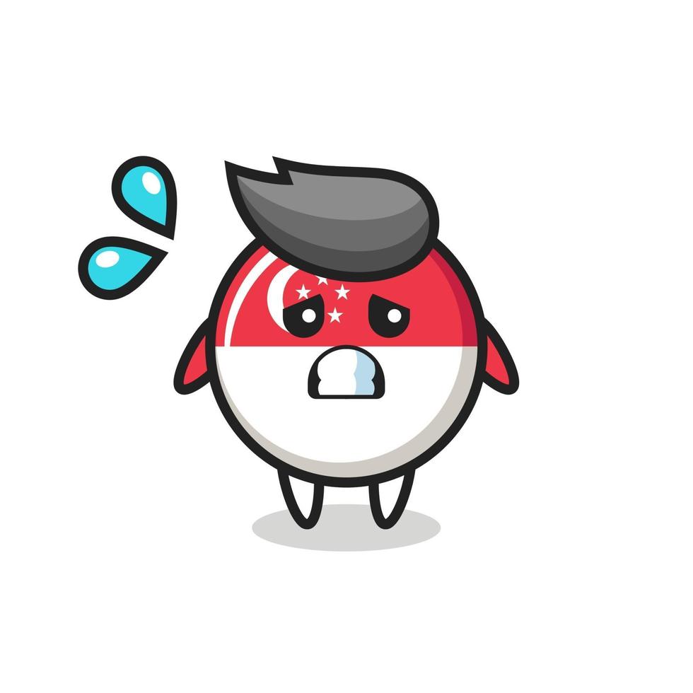 singapore flag badge mascot character with afraid gesture vector
