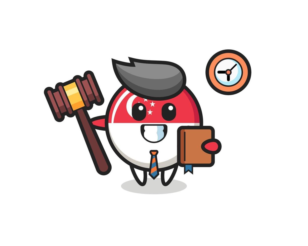 Mascot cartoon of singapore flag badge as a judge vector