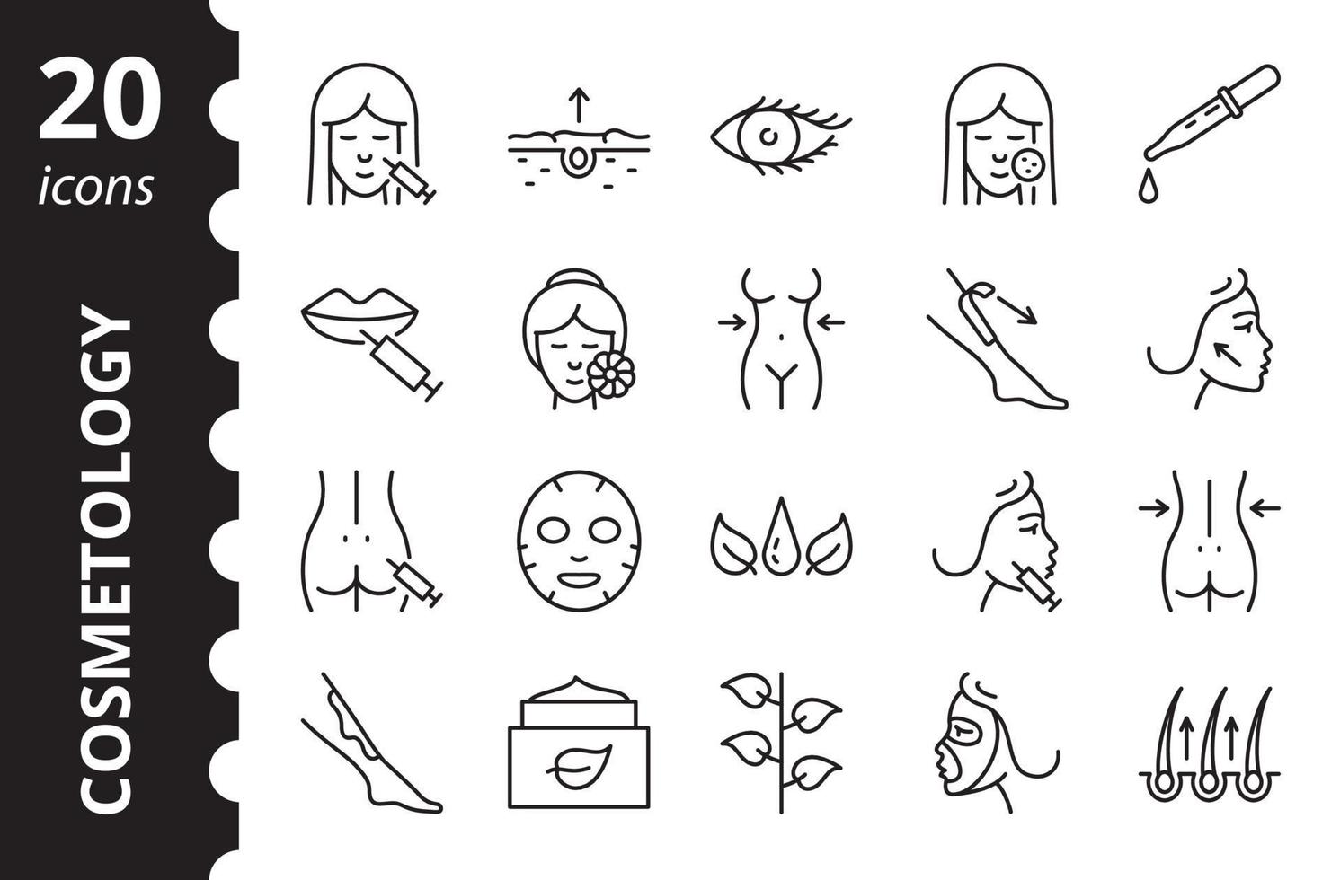 Cosmetology related line icons set. Editable strokes. vector