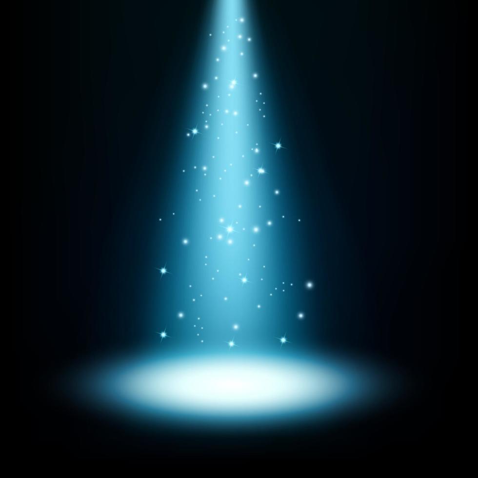 Blue spotlight shining with sparkles, Vector illustration