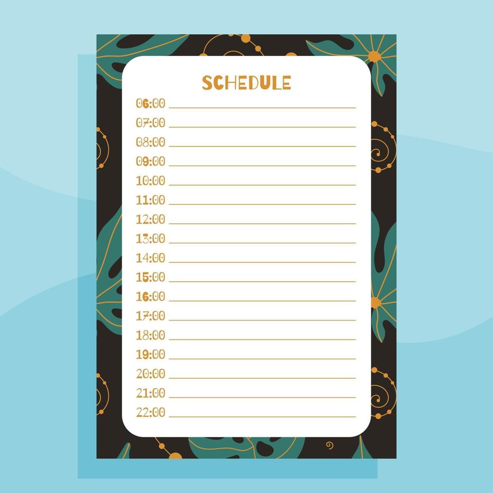 concepto de planificador de horario de día imprimible vector