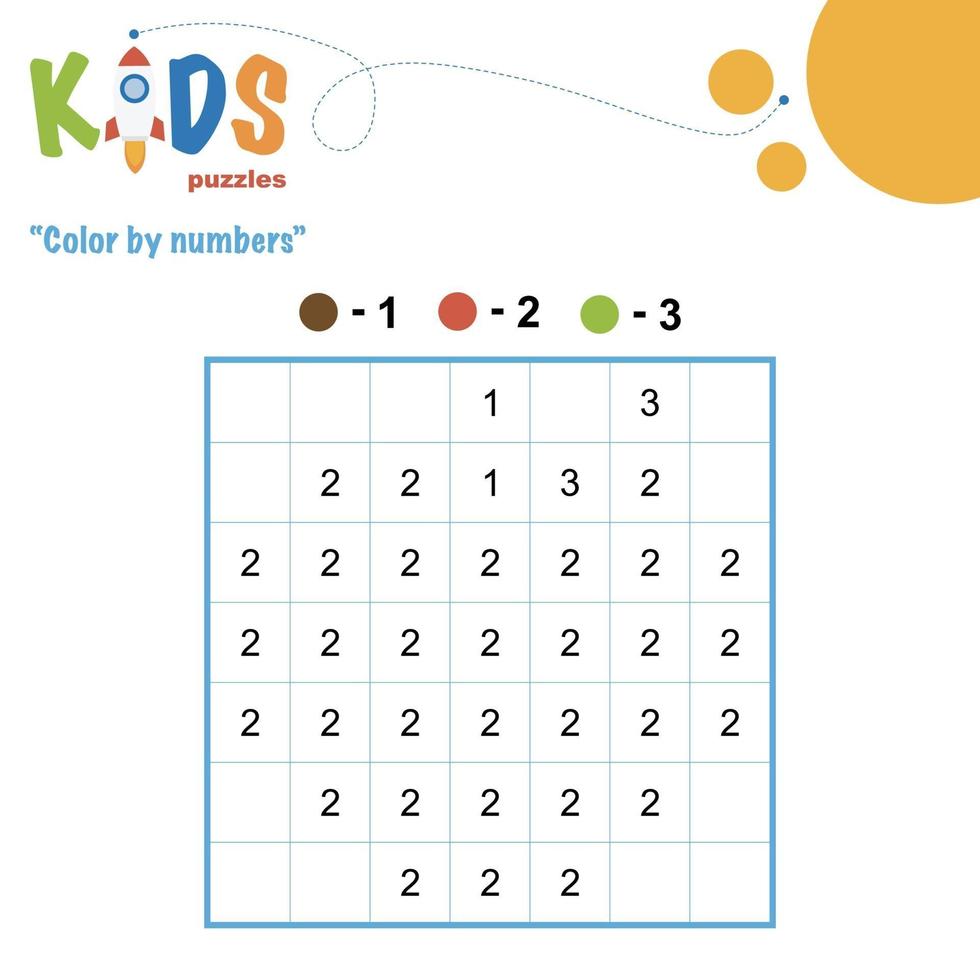 Color by numbers printable math worksheet vector