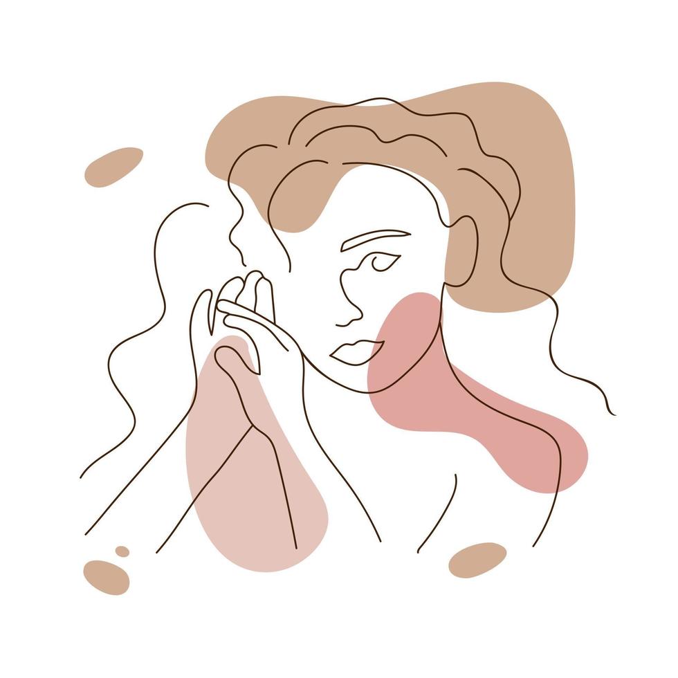 Abstract poster with minimal woman face. vector