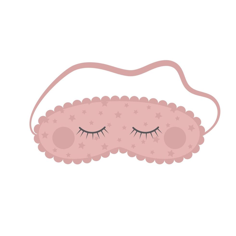 Pink Sleep mask for eyes isolated on white background. vector