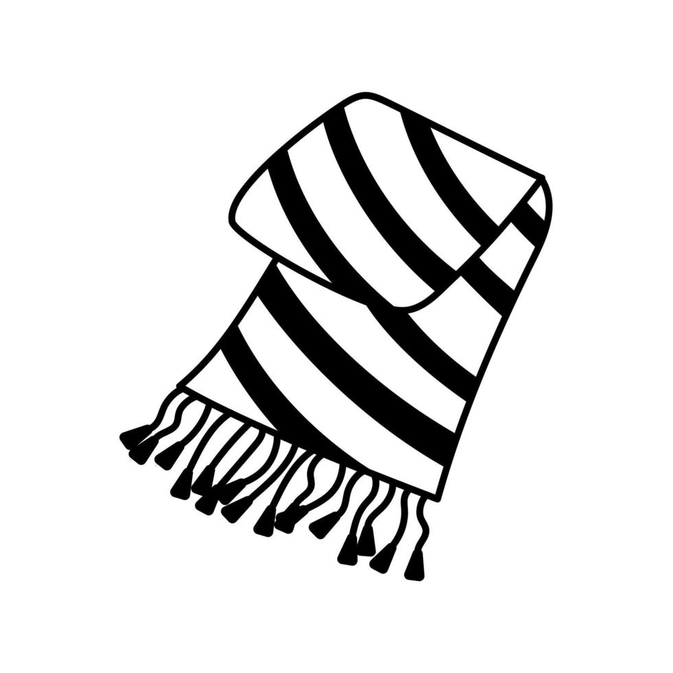 Warm cozy woolen plaid blanket fringed for cold autumn weather. vector