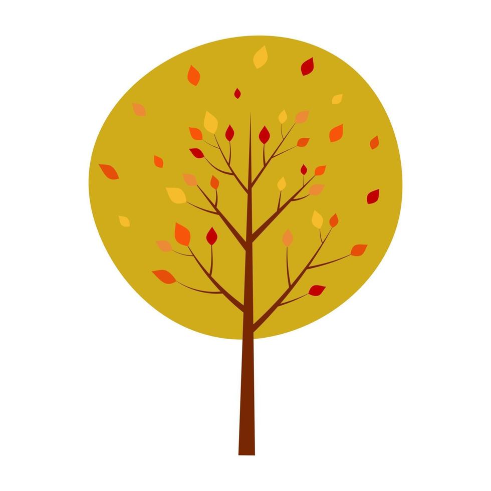 Autumn tree with falling leaves vector