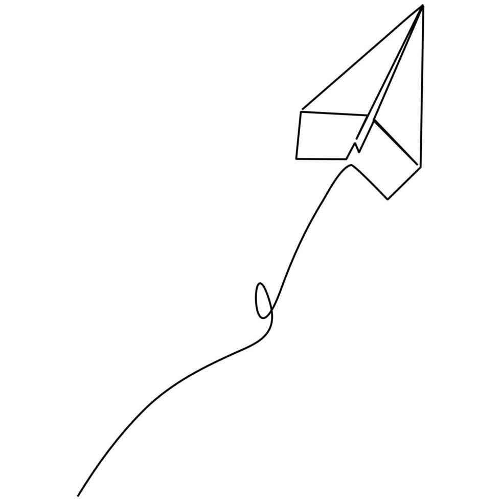 continuous line paper plane vector