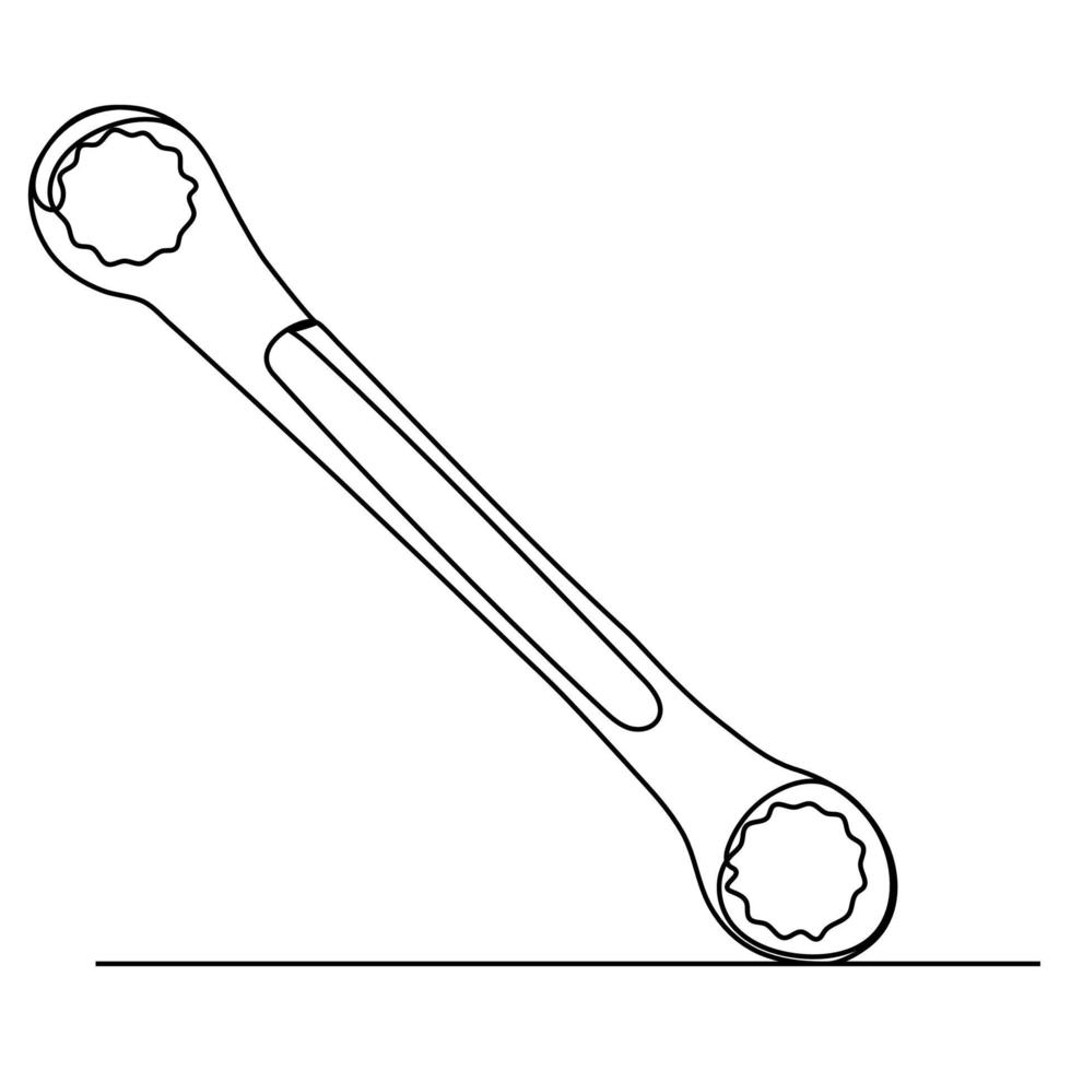 línea continua, herramienta, llave mecánica vector