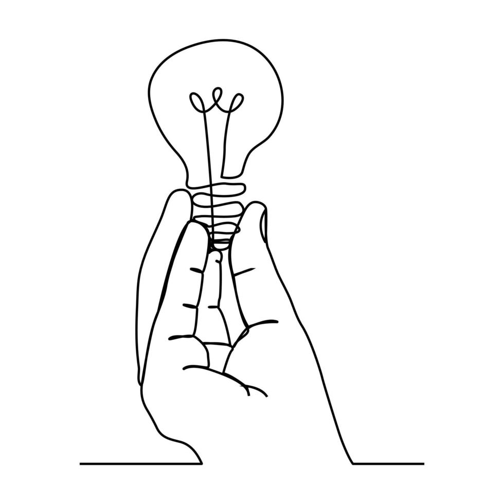 continuous line light bulb vector