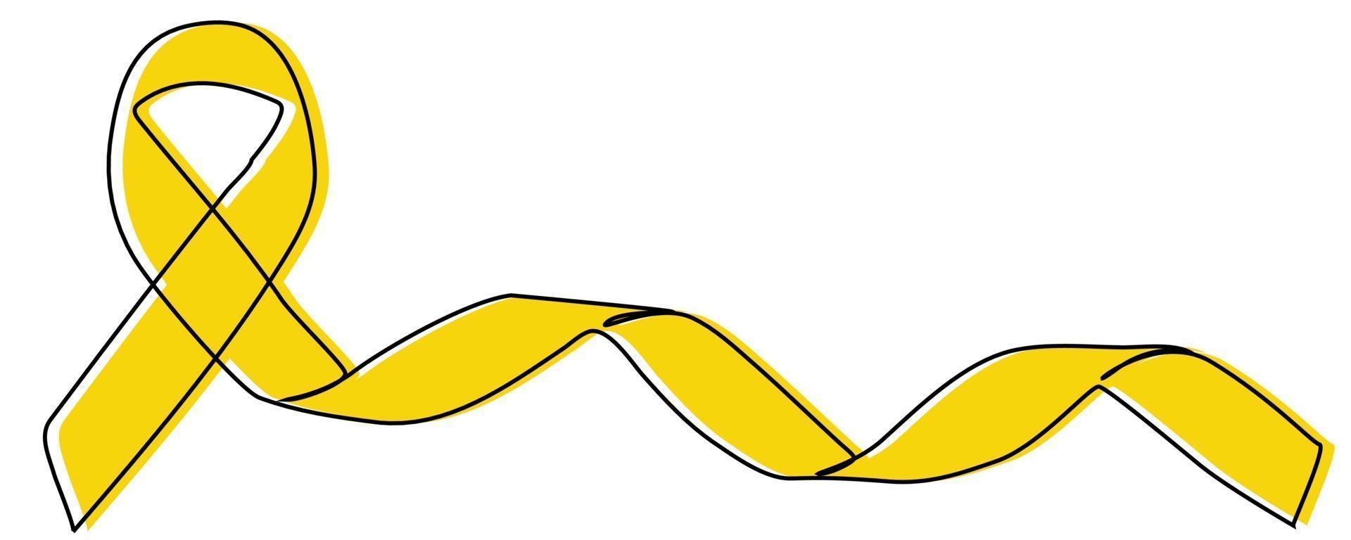 Continuous line. yellow ribbon help the patient vector