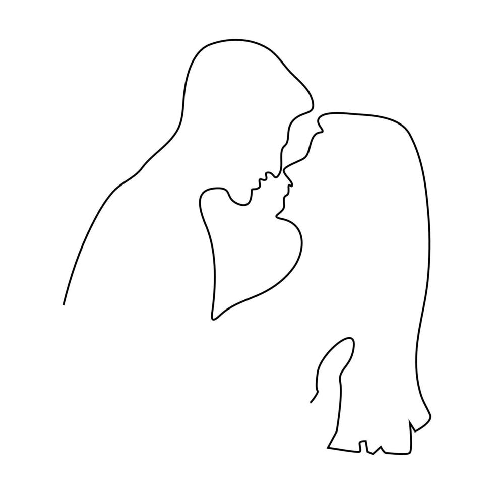 Continuous line drawing of romantic couple hug. Single one line art of  young happy couple embracing 5426837 Vector Art at Vecteezy