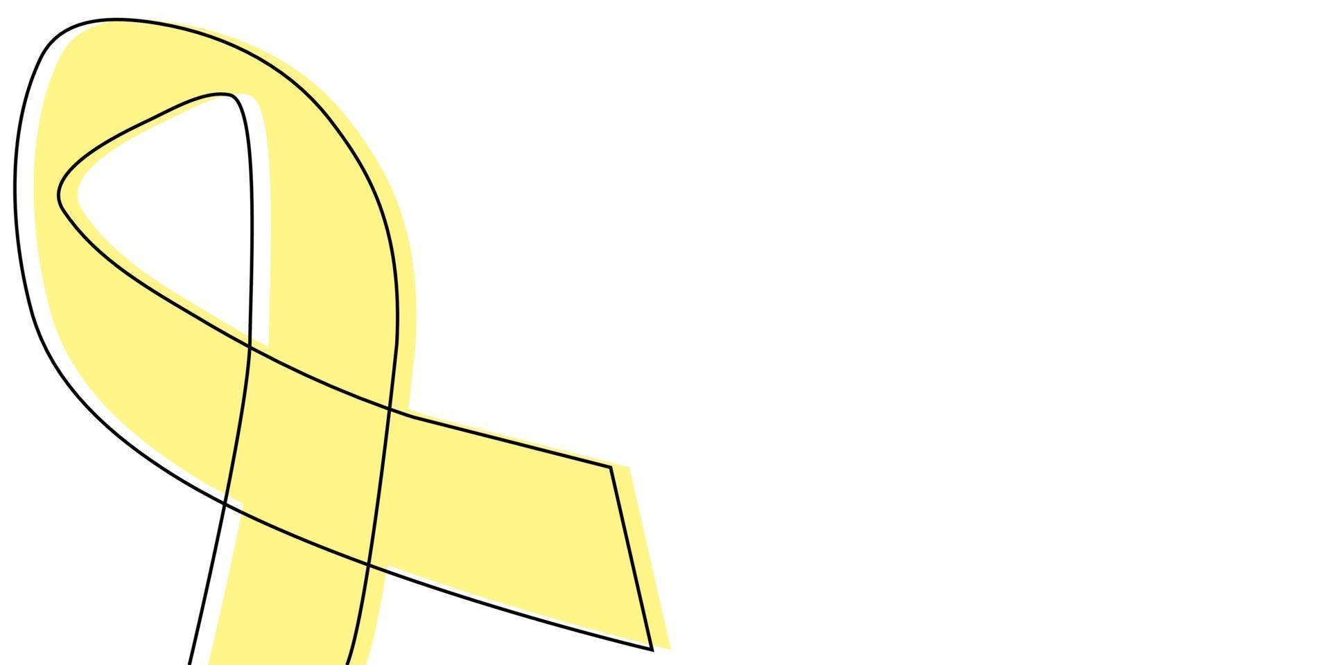 Continuous line. yellow ribbon help the patient vector