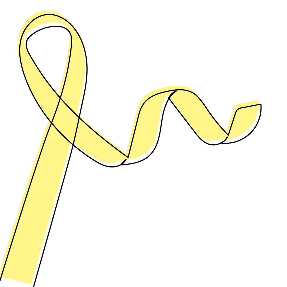 Continuous line. yellow ribbon help the patient vector