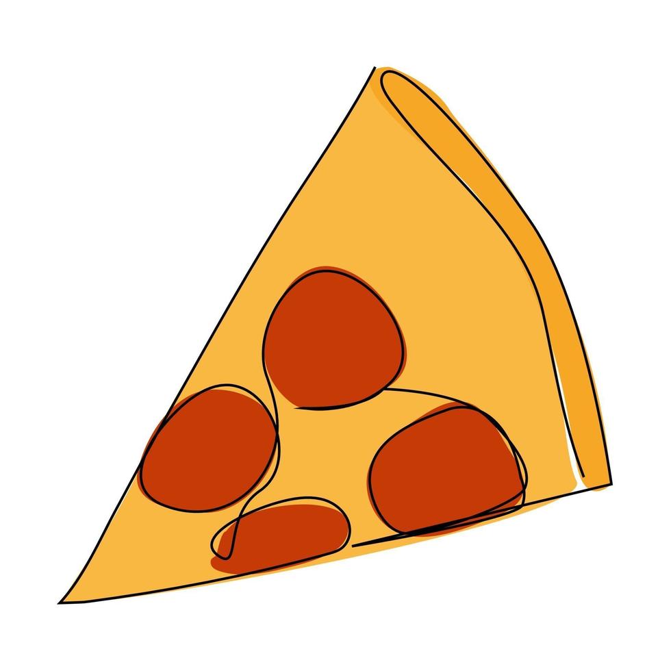 continuous line pizza vector